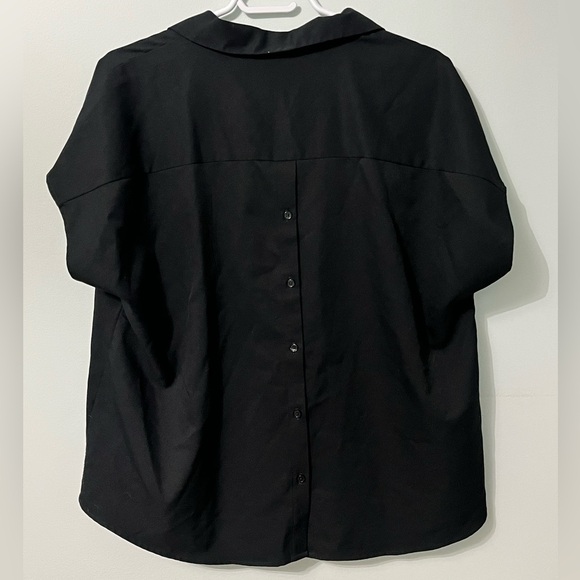 Cleo Black Business Casual Blouse Button Up Back - Picture 3 of 7